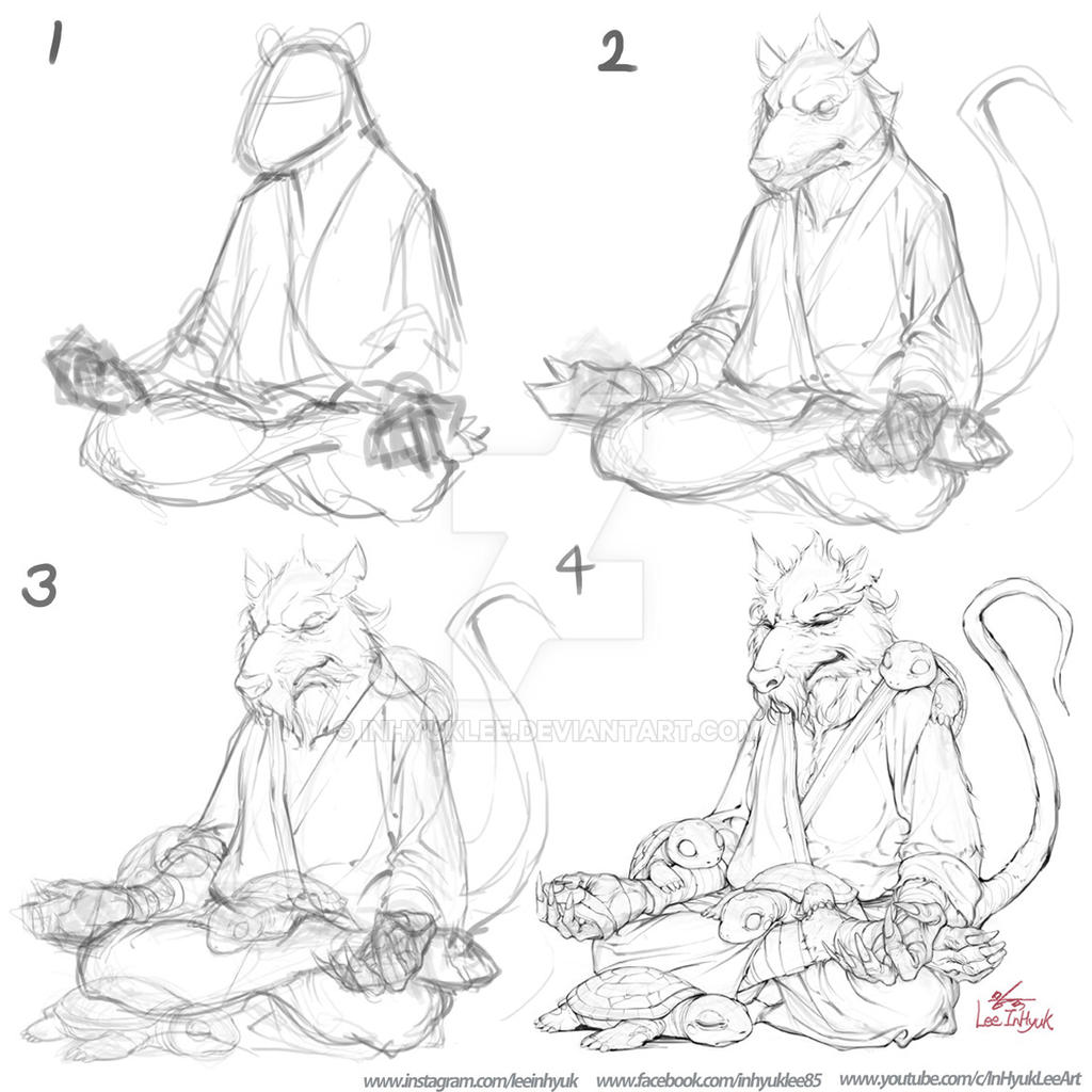 TMNT - Splinter Sensei sketch process by inhyuklee on DeviantArt