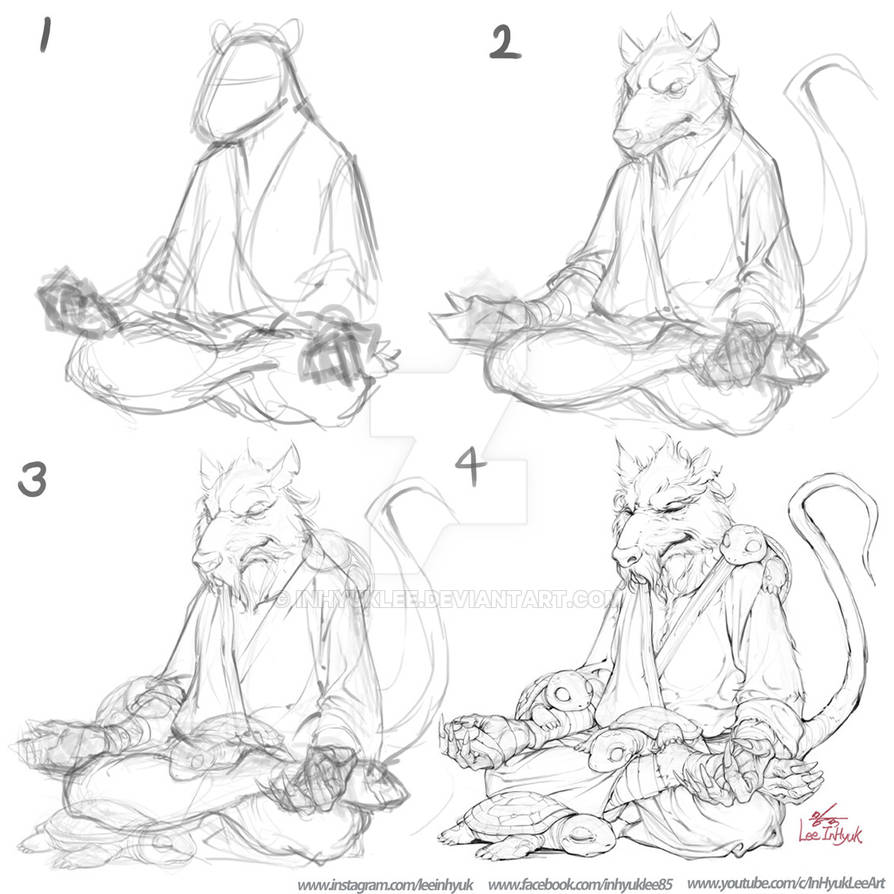 TMNT - Splinter Sensei sketch process by inhyuklee on DeviantArt