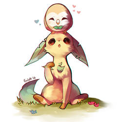 Rowlet and Leafeon