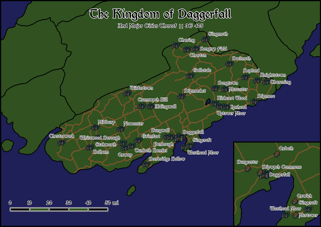 Daggerfall Map Printable The Kingdom of Daggerfall by SinLeqiUnninniMaps on DeviantArt