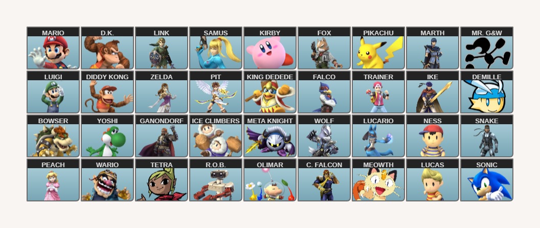 Fantasy Smash roster: Brawl by herotrainer7 on DeviantArt