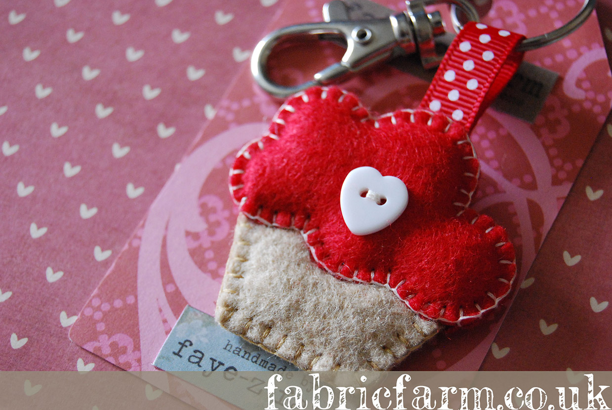 Felt Red Cupcake Keyring