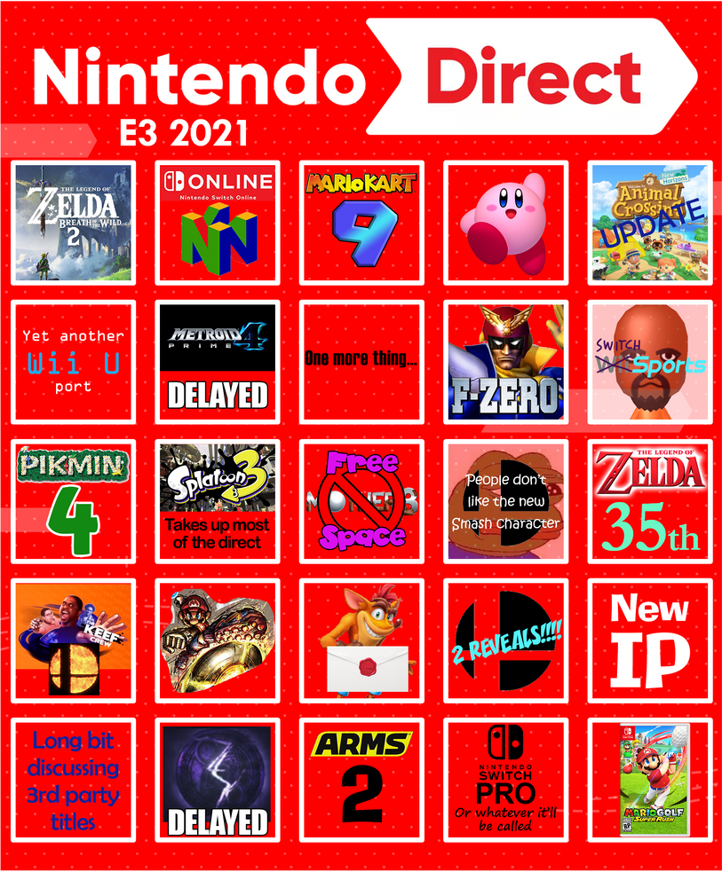 Nintendo Direct - June 2023 Bingo