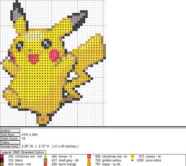 Pikachu XStitch Pattern 1