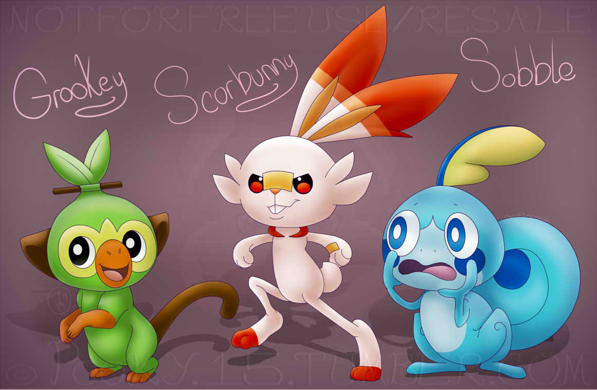 Pokemon Sword and Shield starters by PilloTheStar on DeviantArt