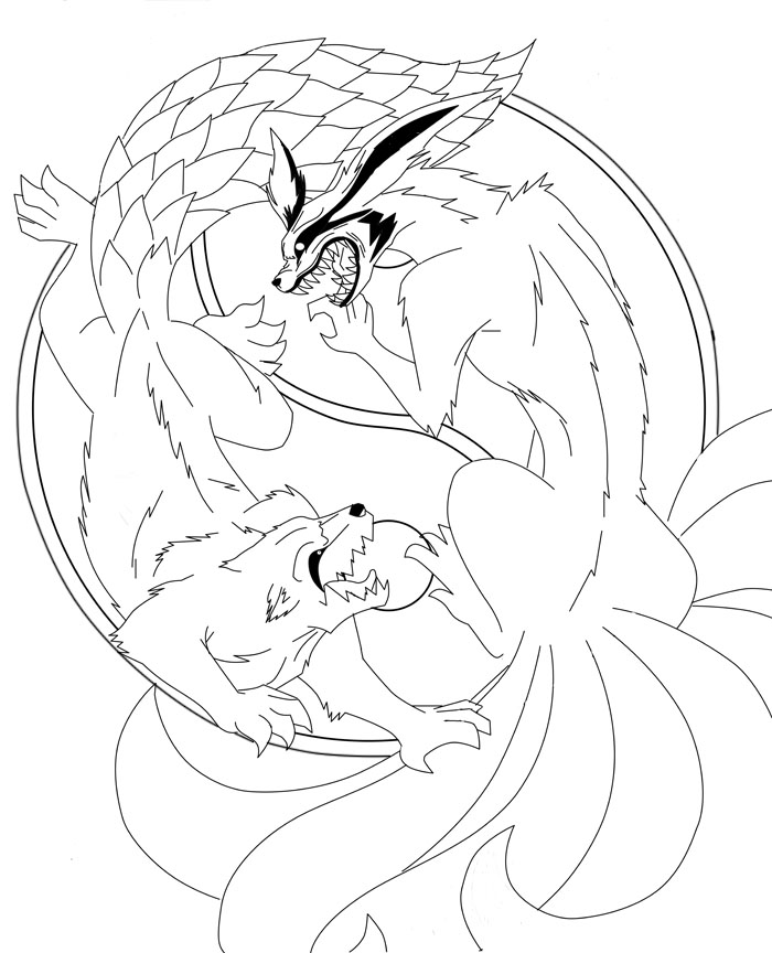 Yin Yang::Ichibi vs Kyuubi by CyanFox3