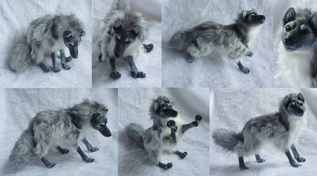 Silver grey wolf doll