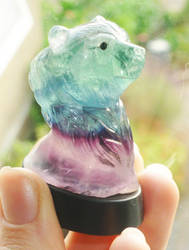 Fluorite bear carving