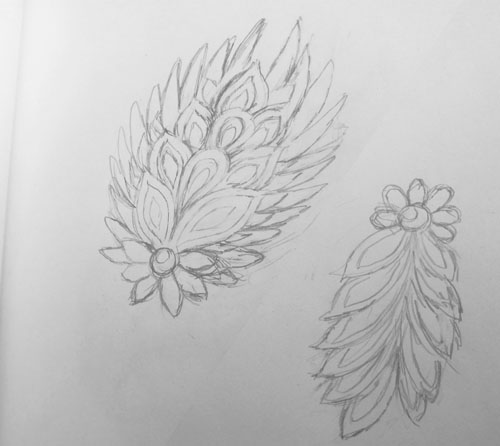 Feathery floral stuff ~ embroidery sketches