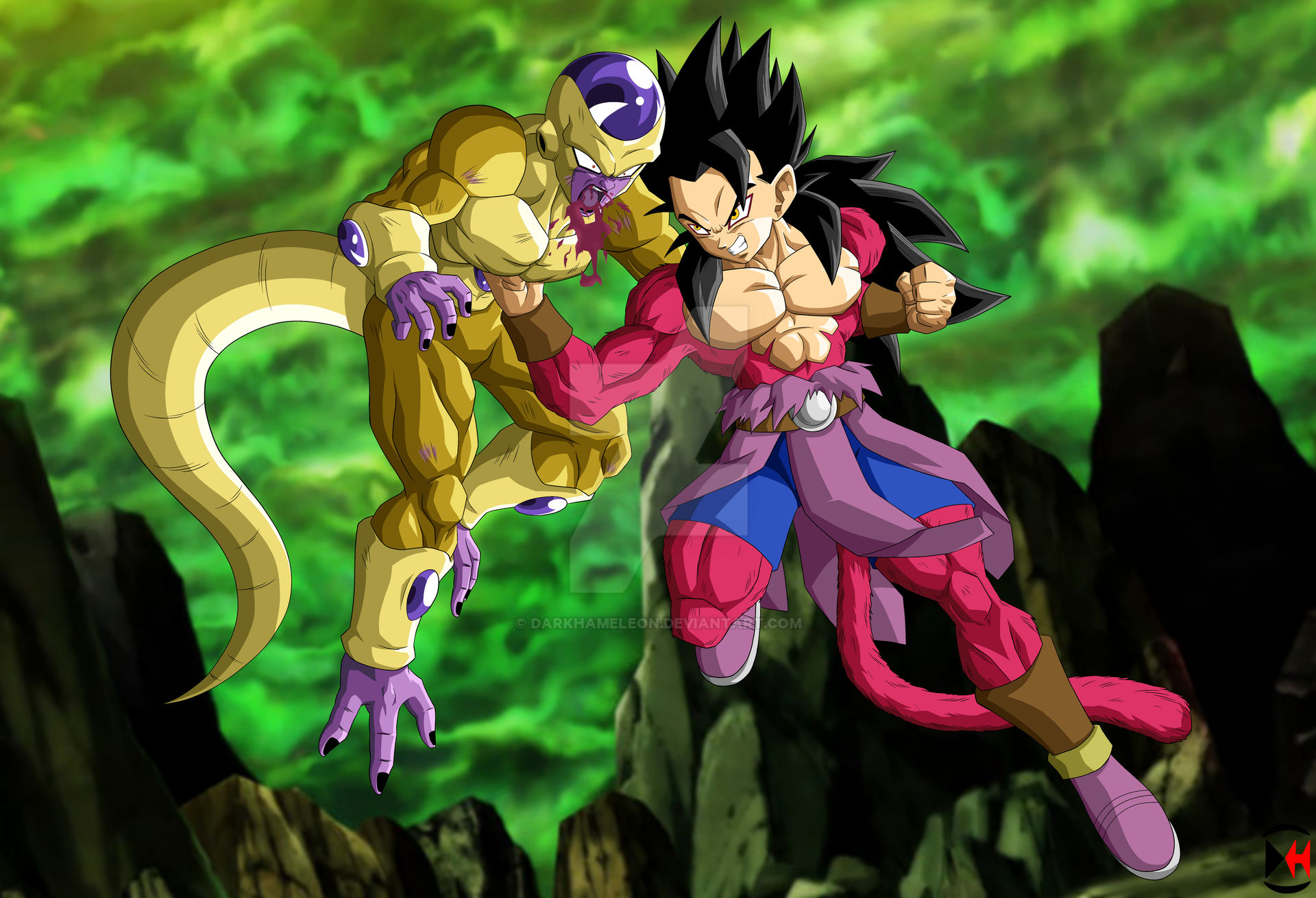 Goku Super Sayajin Versus Freeza : r/DigitalArt