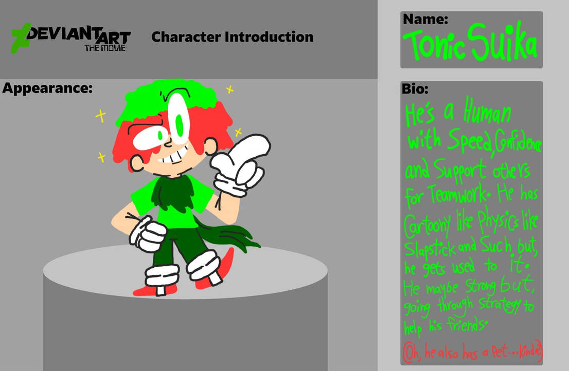 Bio Deviantart DeviantArt The Movie: Tonic's Character Bio. by SpamToni on DeviantArt