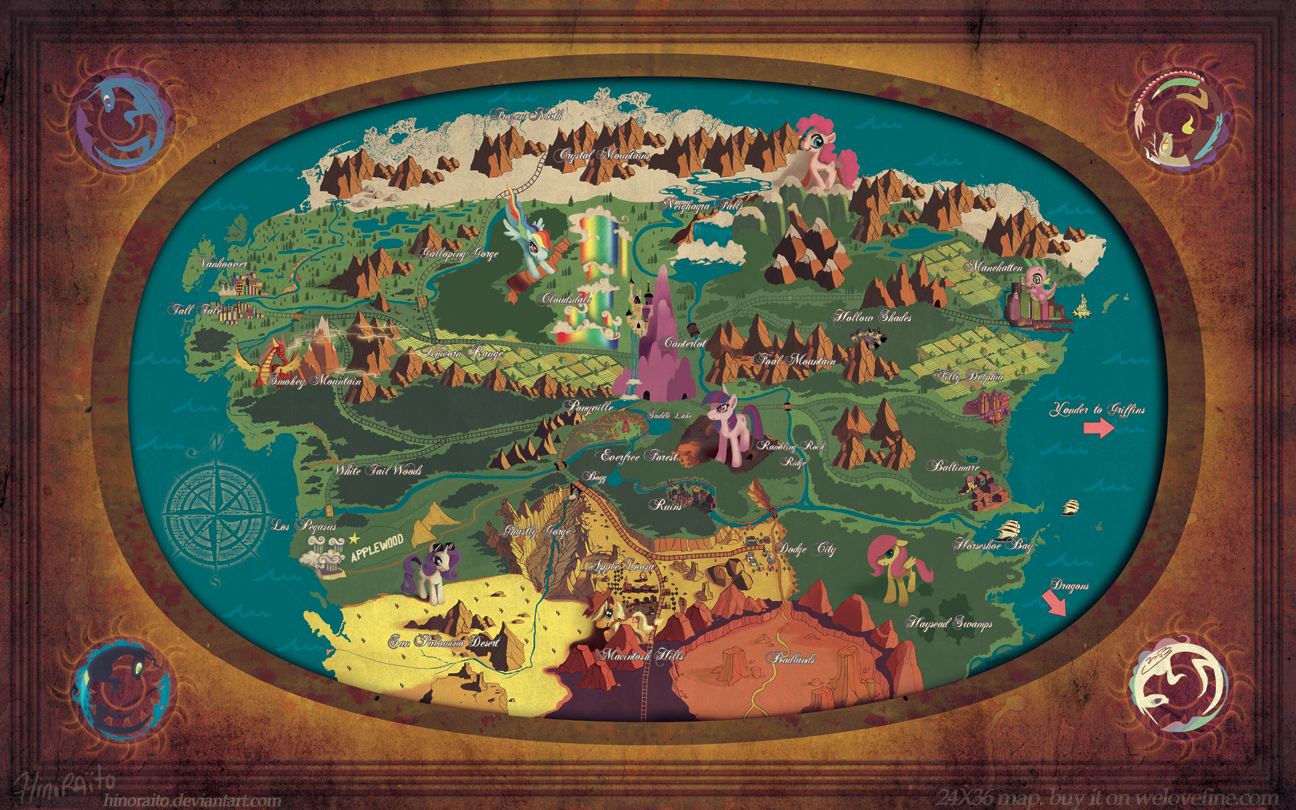 Equestria Map - 24X36 - welovefineprint by hinoraito
