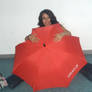 red umbrella girl stock
