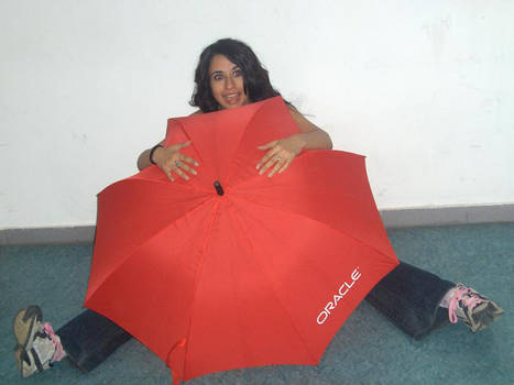 red umbrella girl stock