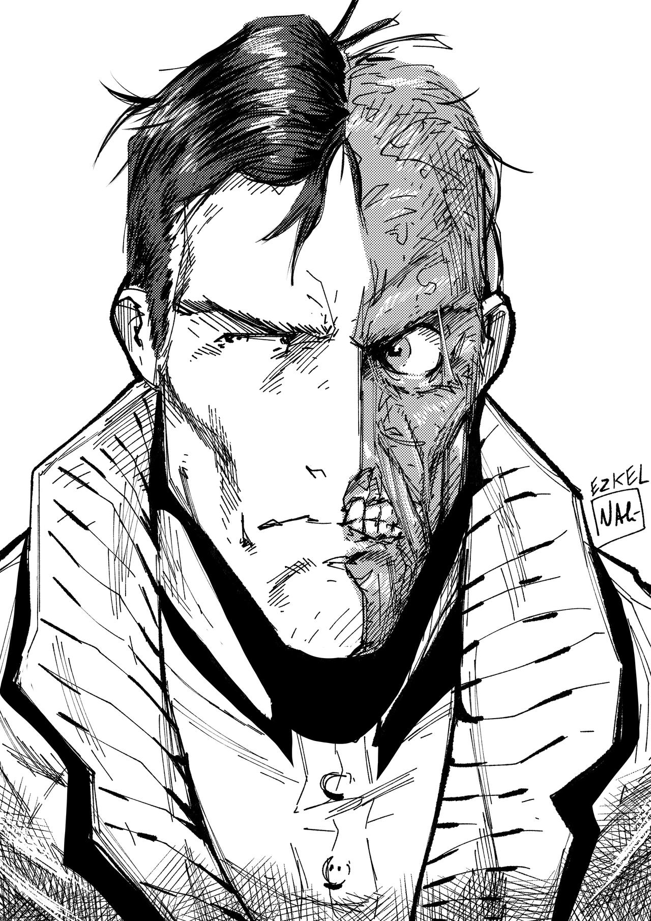 Two Face Head Sketch by EzkelArt on DeviantArt