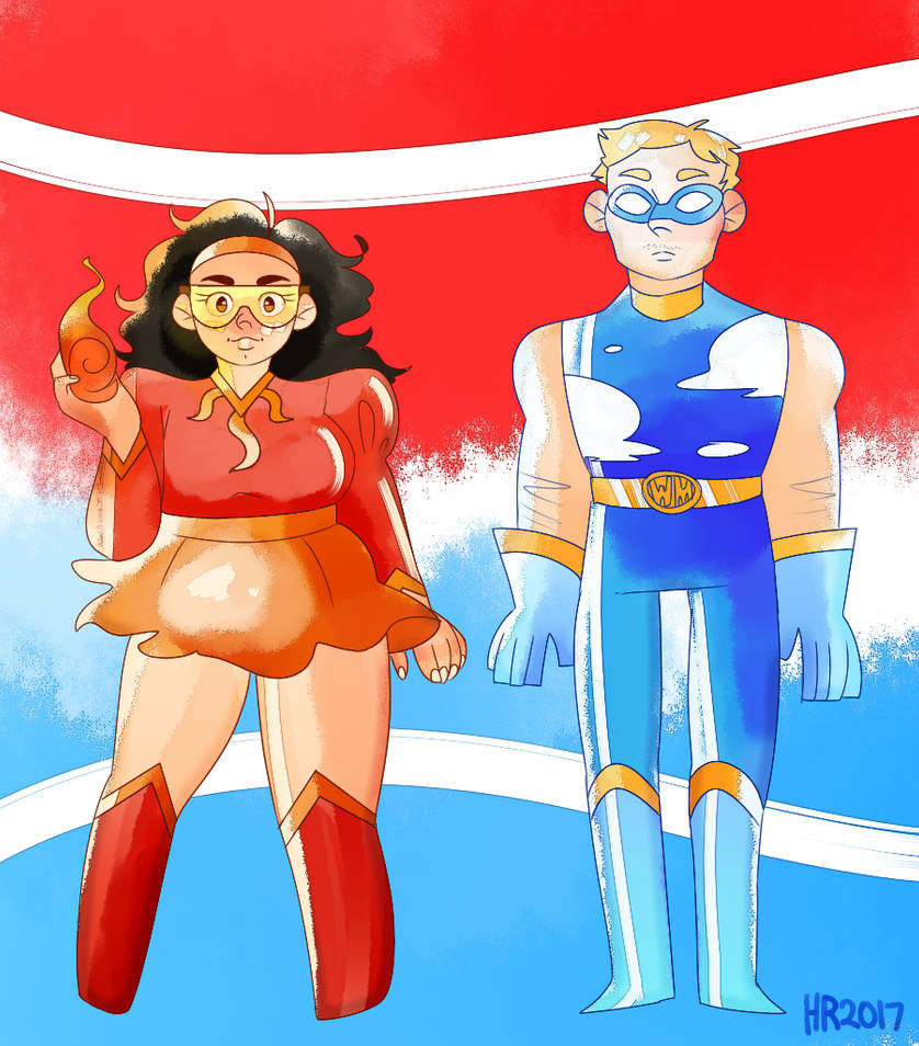 superhero au: the scarlet pyro and the weather man by m5w
