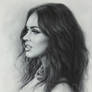 Portrait drawing Megan Fox by Dry Brush