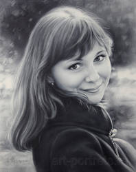 Portrait Drawing of beautiful girl by Dry Brush