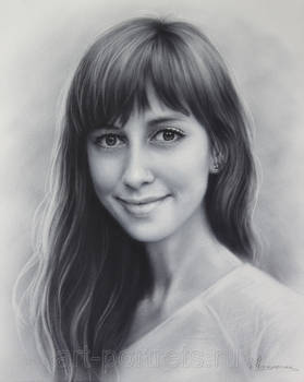 Drawing of beautiful girl by Dry Brush