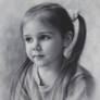 Child Portrait. Little Girl Drawing by Dry Brush