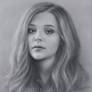 Chloe Grace Moretz Drawing Portrait by Dry Brush