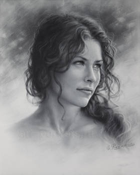 Evangeline Lilly Drawing by Dry Brush