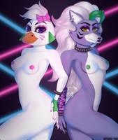 Glamrock Chica and Roxanne Wolf - FNAF NSFW by mitchiee-thee
