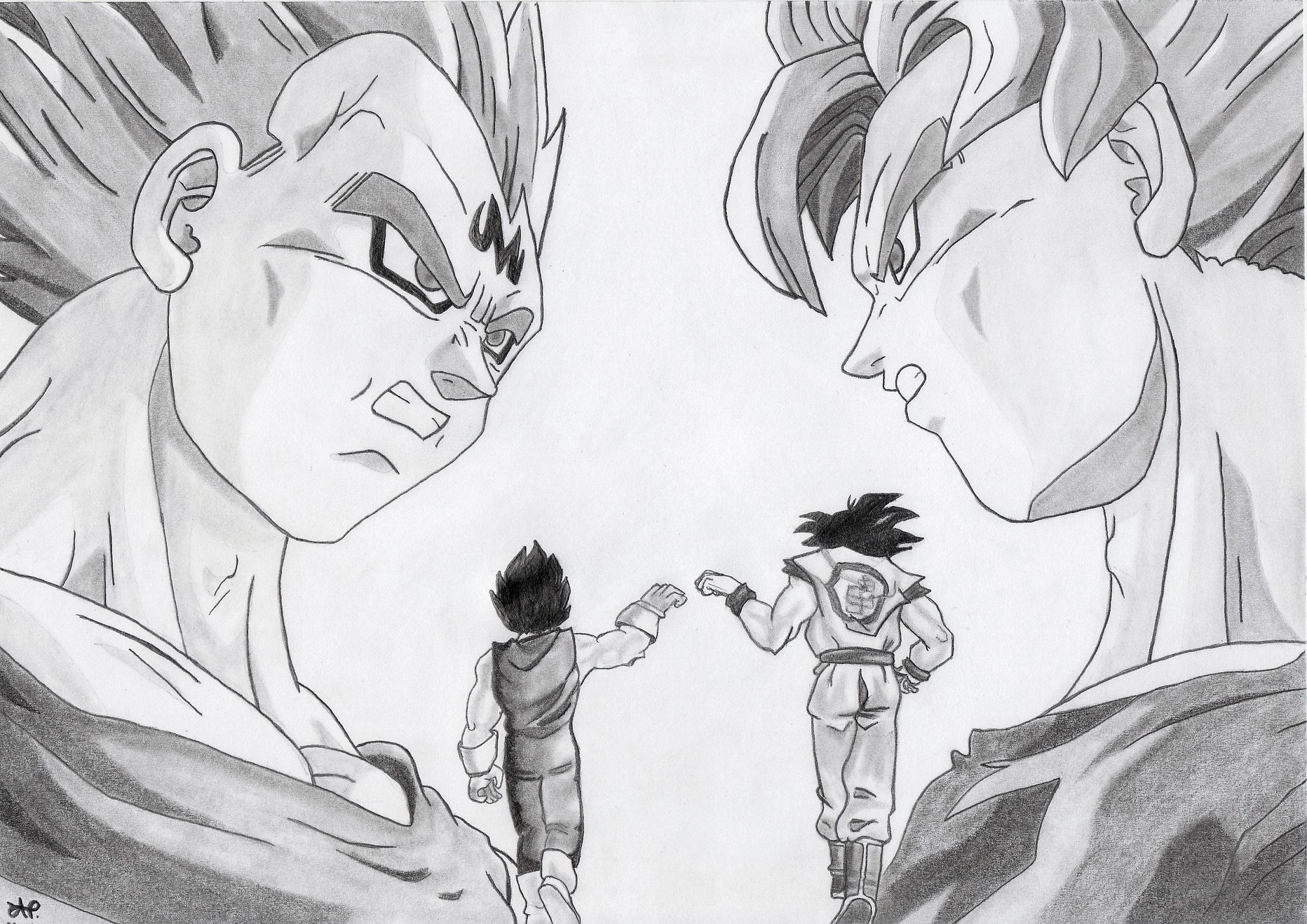 Goku SSJ2, Majin Vegeta e Boo by LuffyWKF on DeviantArt