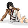 Mikasa Relaxing Showing Her Feet Soles