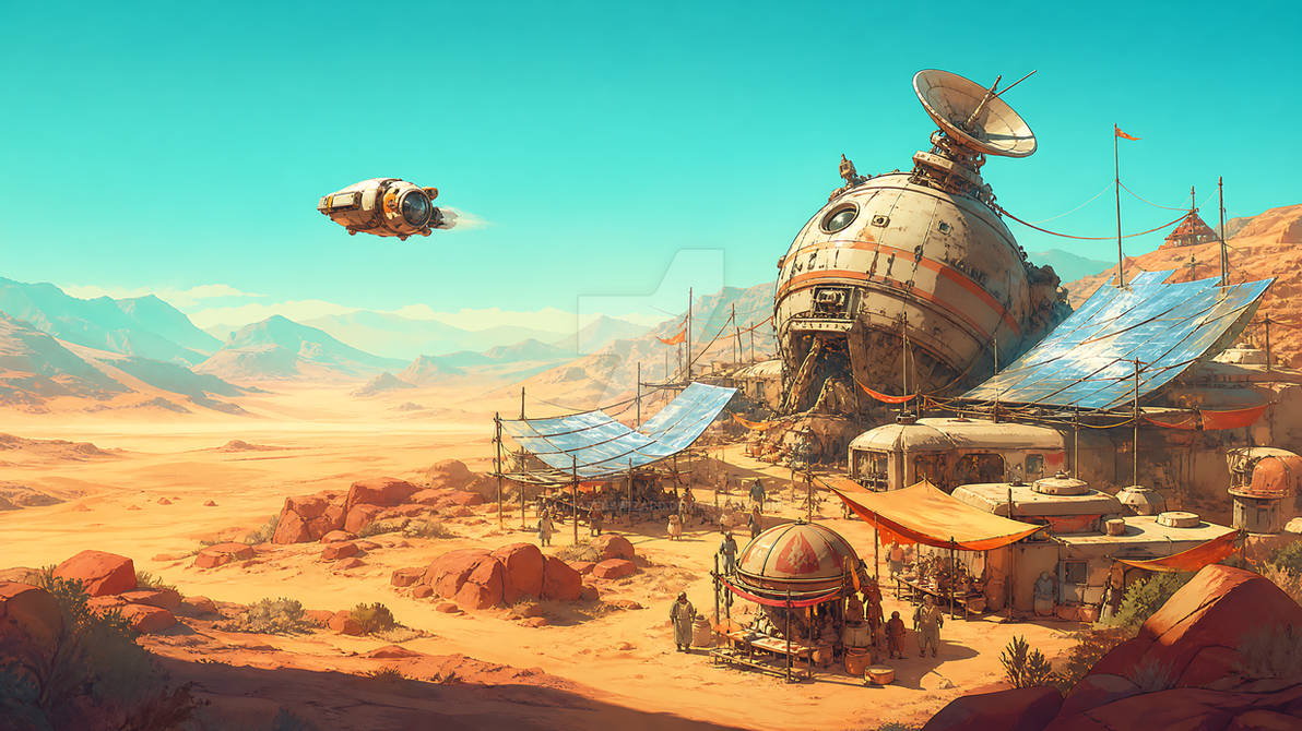 Desert Scrap Settlement Under A Turquoise Sky By Wallpaperswizard On desert-scrap-settlement-under-a-turquoise-sky-by-wallpaperswizard-on