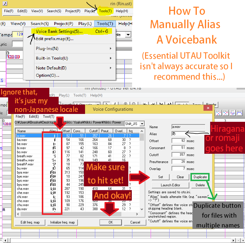 How to Manually Alias an UTAU Voicebank