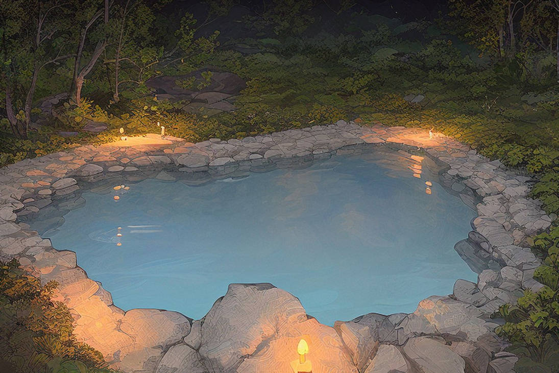Japanese natural hot spring at night - 3 by Alby69 on DeviantArt
