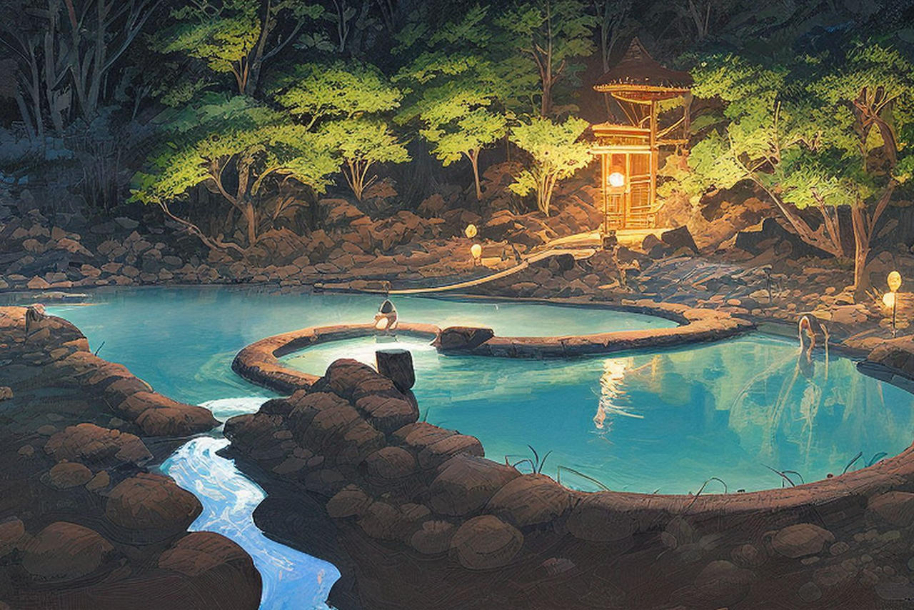 Japanese Hit Spring Japanese natural hot spring at night - 18 by Alby69 on DeviantArt