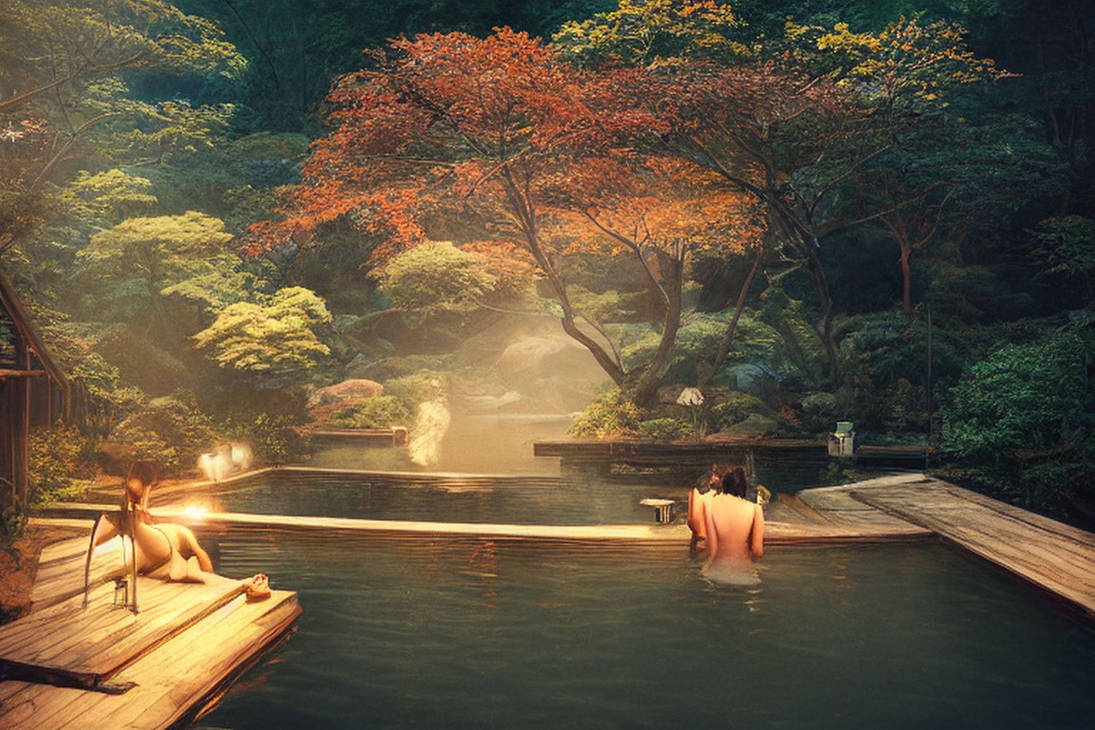 Japanese natural hot spring at night - 22 by Alby69 on DeviantArt