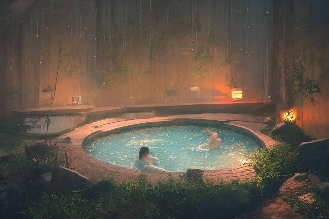 Japanese natural hot spring at night - 23 by Alby69 on DeviantArt