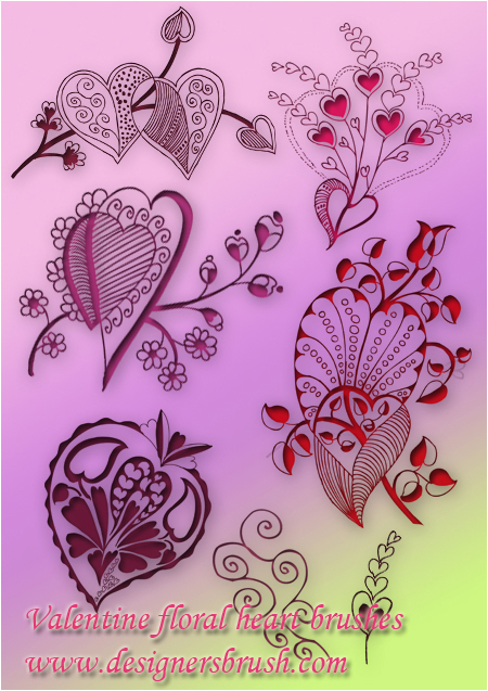 Valentine floral  heart brush