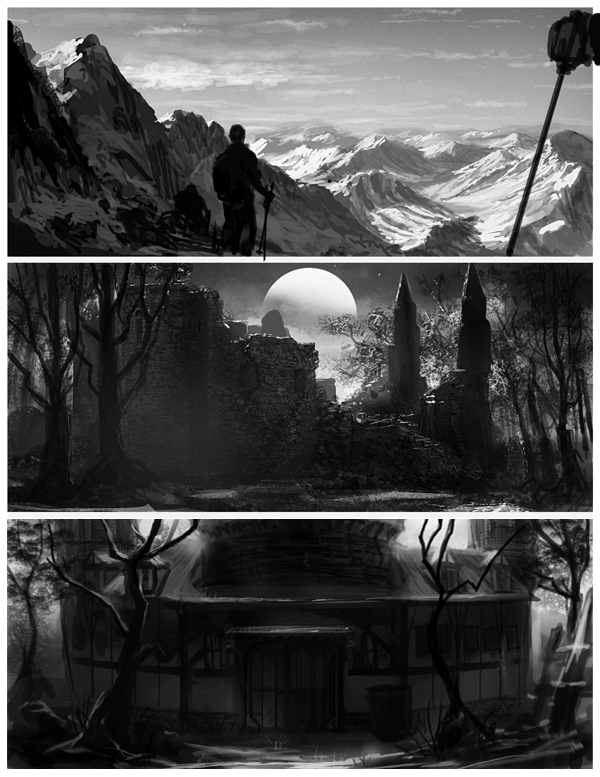 b-w environment paintings