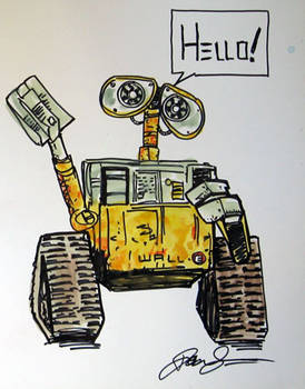 Wall-e Marker and water color