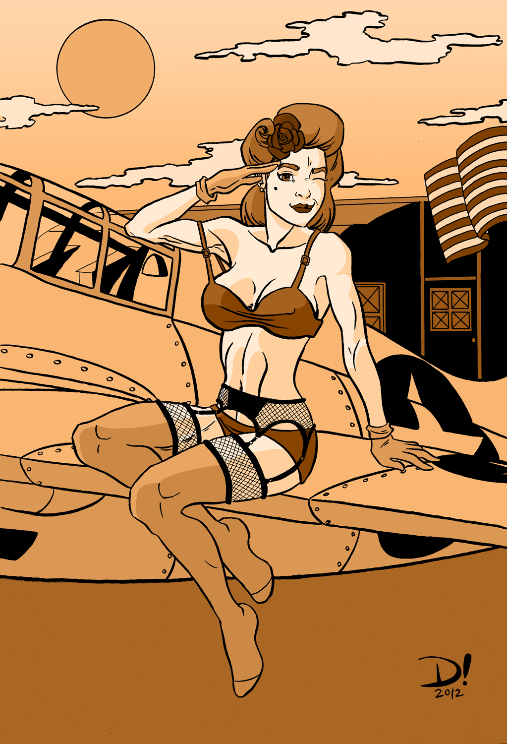 WWII Pinup Girl Colored