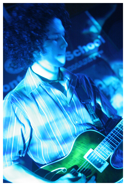 Blue Joel with a Green Guitar