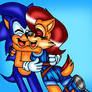 Sonic and Sally hug