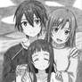 Kirito, Asuna and Yui (Grayscale)