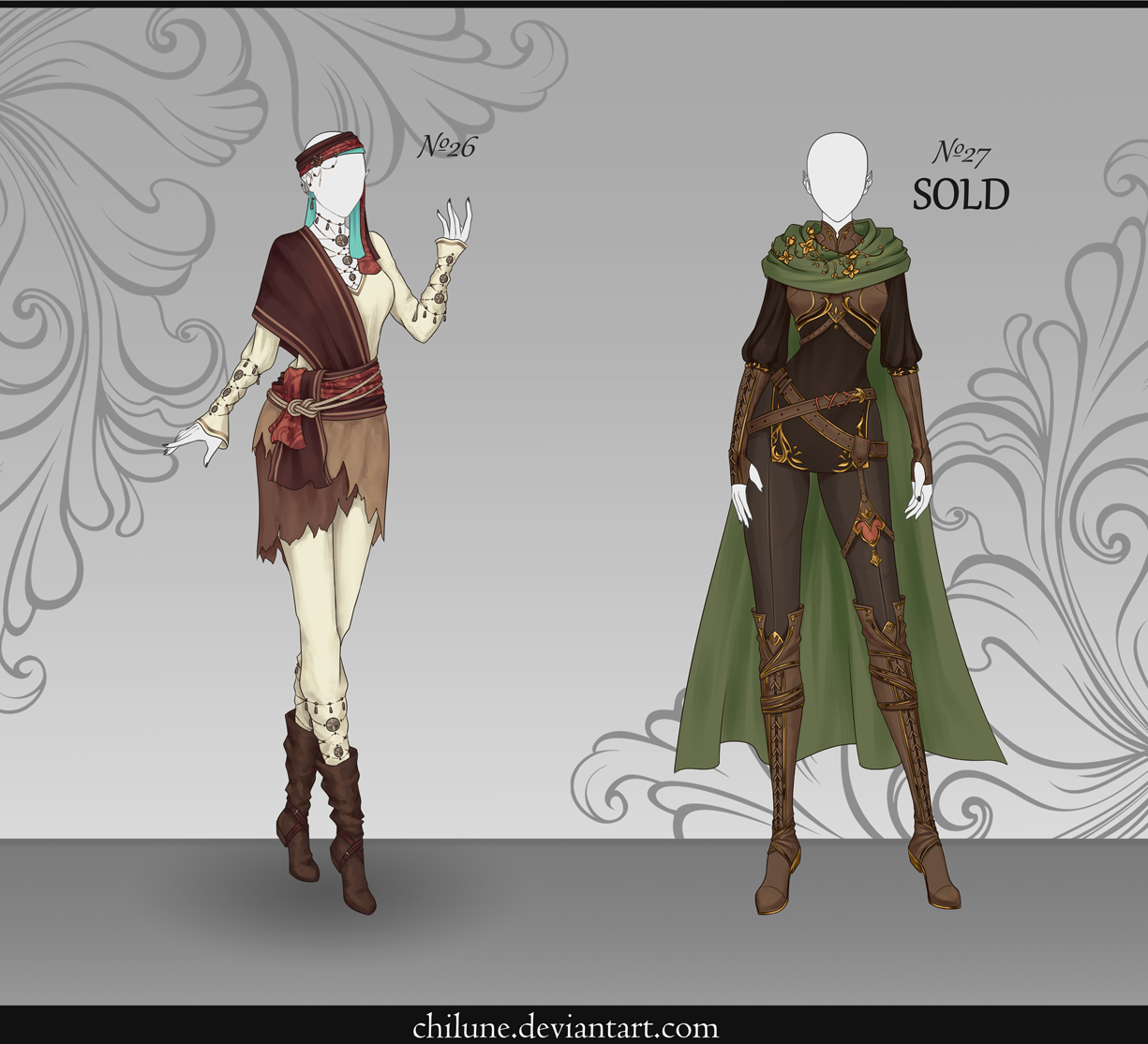 [Open 1/2] Adoptable Outfit Auction #26-27 by Chilune on DeviantArt