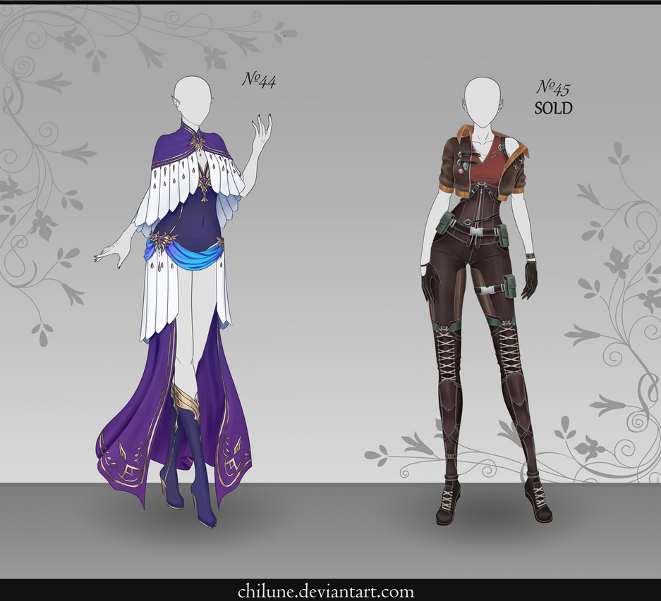 [Open 1/2] Adoptable Outfit Auction #44-45 by Chilune on DeviantArt