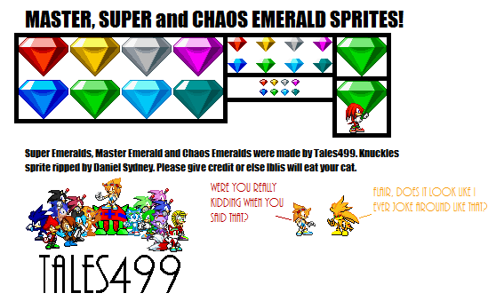 Sonic- Chaos, Super and Master Emerald Sprites.