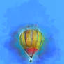 Digital Painting - Flying Hot Air Balloon in Blue