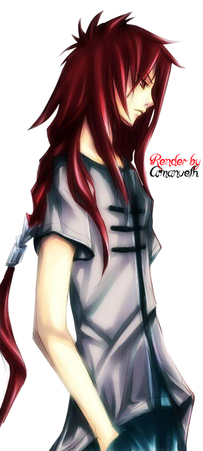 Anime Boy With Red Long Hair Render By Amanveth On Deviantart