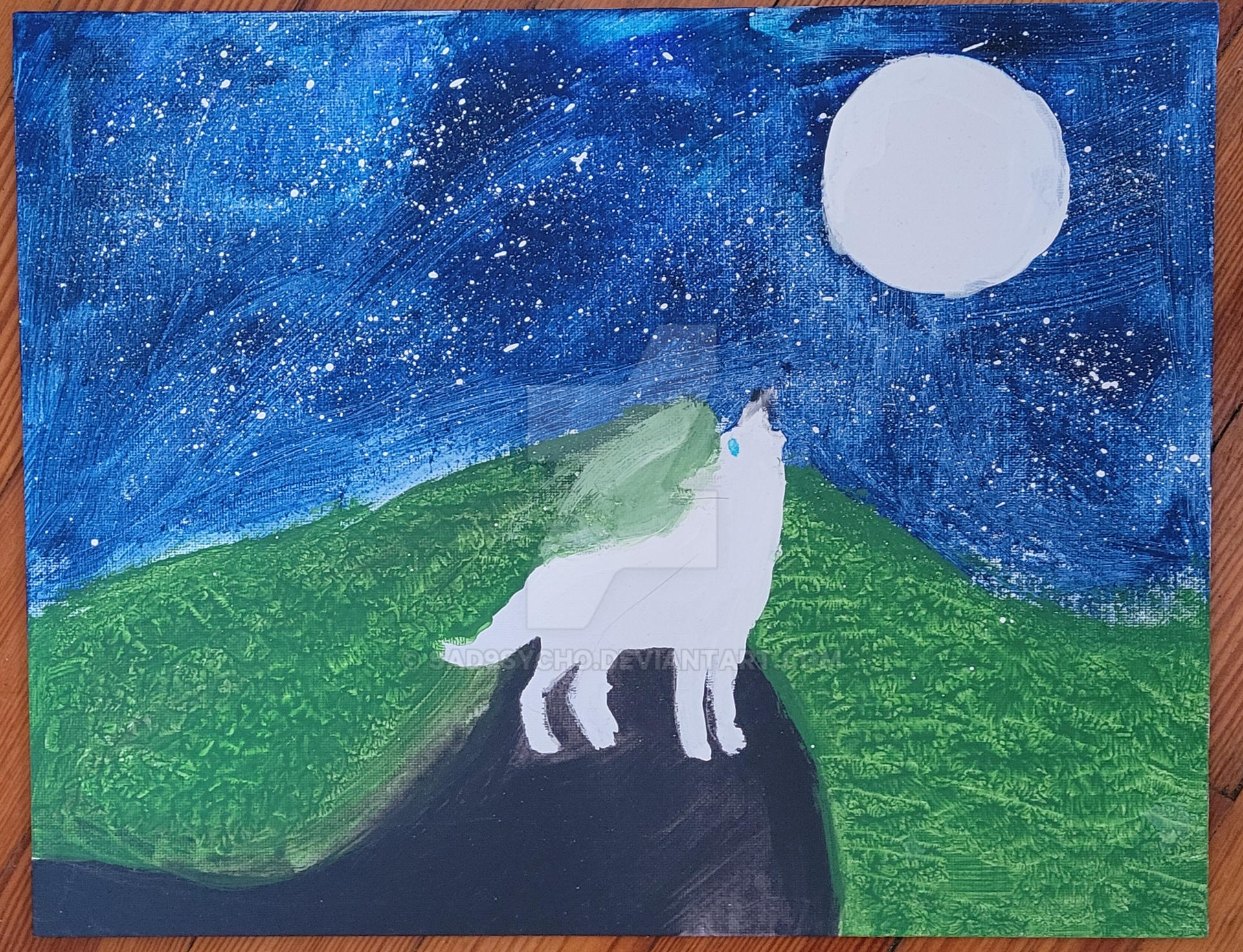 Howling wolf painting by sad9sycho on DeviantArt