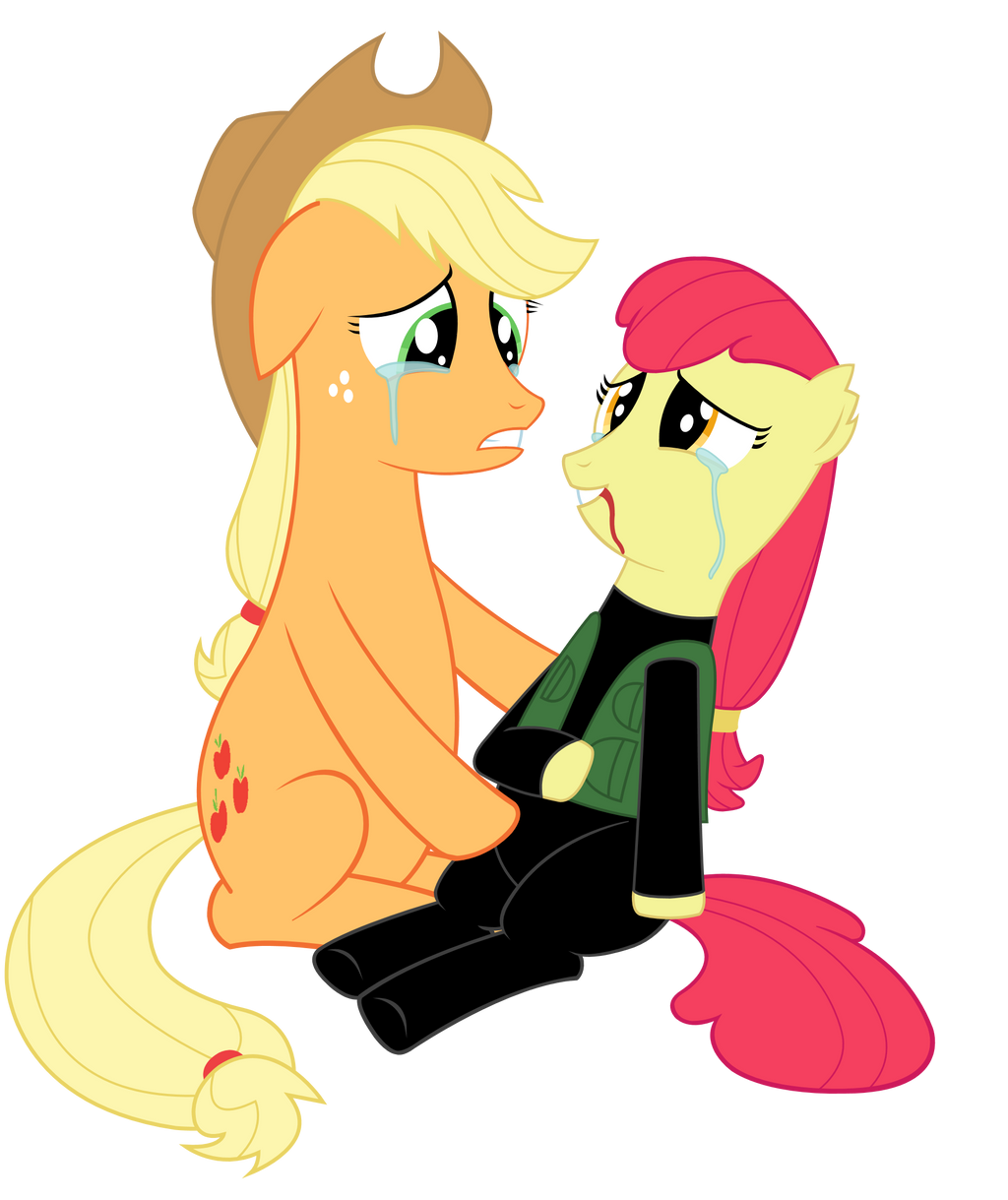 Applejack holding Future Applebloom