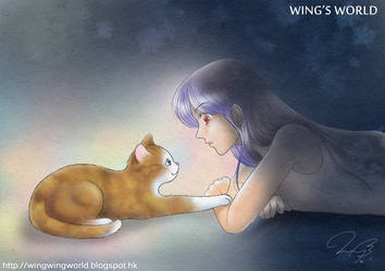 Cat and Girl by wingworld